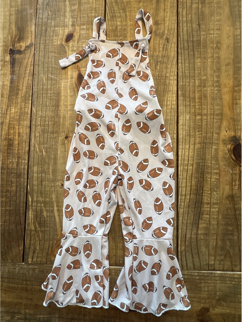 Kids Football Print Flared Overalls, Size 110 4T Girls Boutique outfit kids